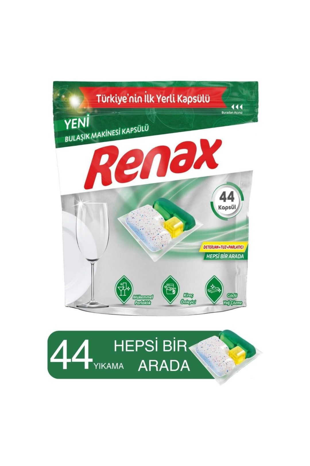 Renax Bulaşık Makinesi Kapsülü Hepsi Bir Arada 44lü